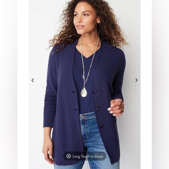 NWT J.Jill Slub-Textured Button-Front Cardigan | Size XL | Rich Purple - Picture 1 of 5